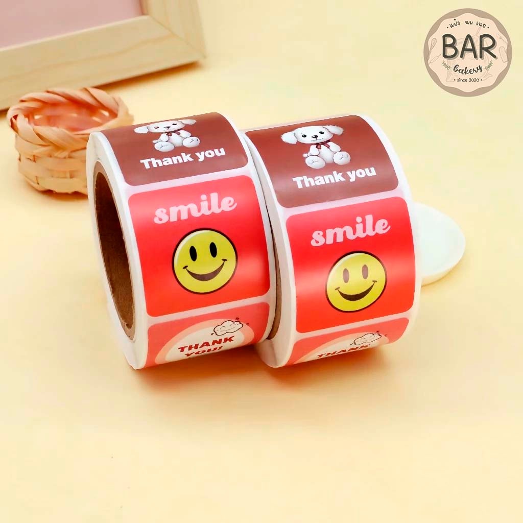 สติ๊กเกอร์ม้วน 300/500 ดวง มีให้เลือกหลายแบบ หลายทรง สติกเกอร์แทนคำขอบคุณ ลายน่ารัก สติกเกอร์สำหรับร้านเบเกอรี่ - รูปที่ 3