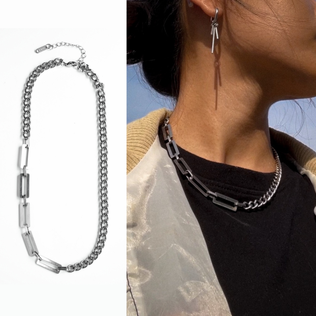 MLS | Half สร้อยคอสแตนเลสโซ่สองลาย เท่ๆ