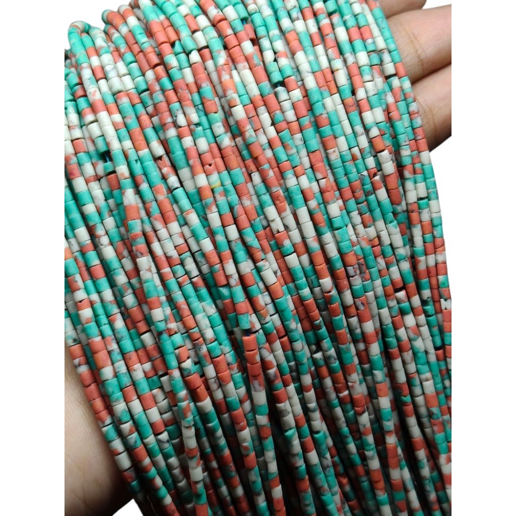หินหลากสี หินฮาวไลท์ 1 เส้น 2.5 มม อะไหล่ร้อยเครื่องประดับ 1 Strand of Multi Color Howlite Tiny Beads Heishi