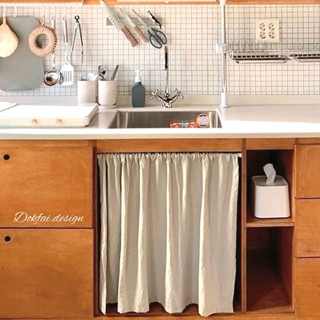ผ้าม่านเคาท์เตอร์ครัว ผ้าม่านปิดซิงค์ ปิดชั้นเก็บของ แบบสั้น…