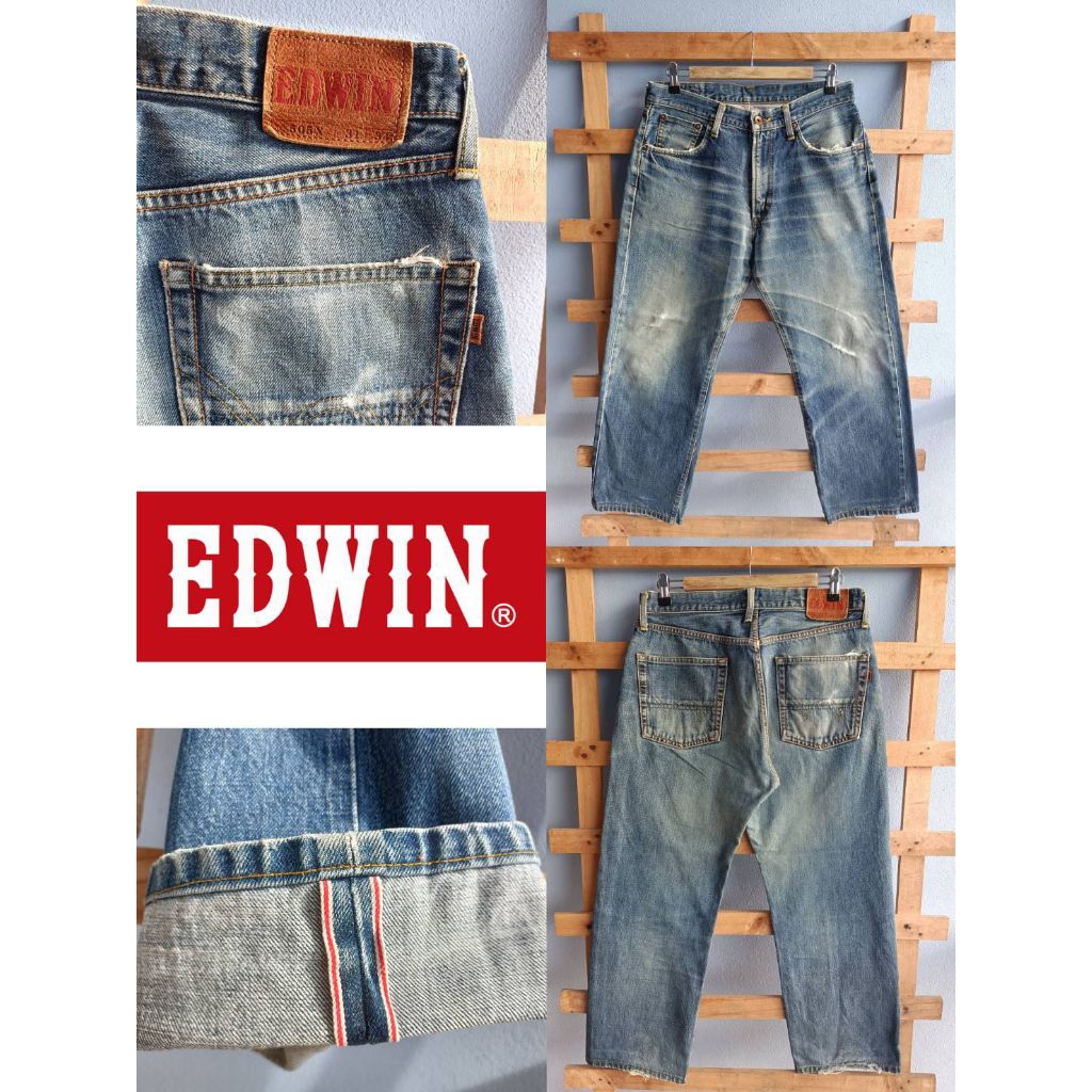 กางเกงยีนส์ชาย เอว 32-33 นิ้ว EDWIN ป้ายส้ม ริมแดง 🔴🔴 มือ 2 A1
