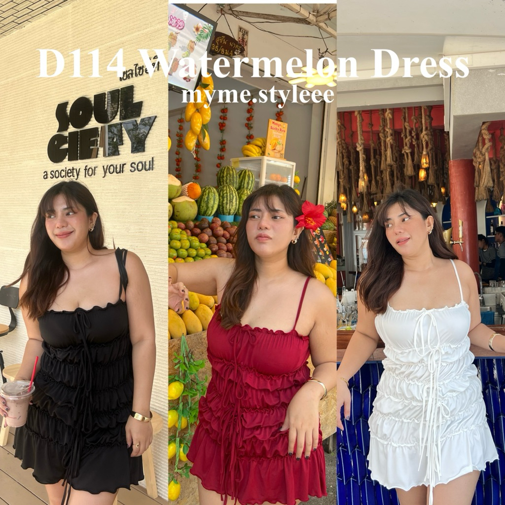 D115 Watermelon Dress เดรสสาวอวบน่ารัก - myme.styleee