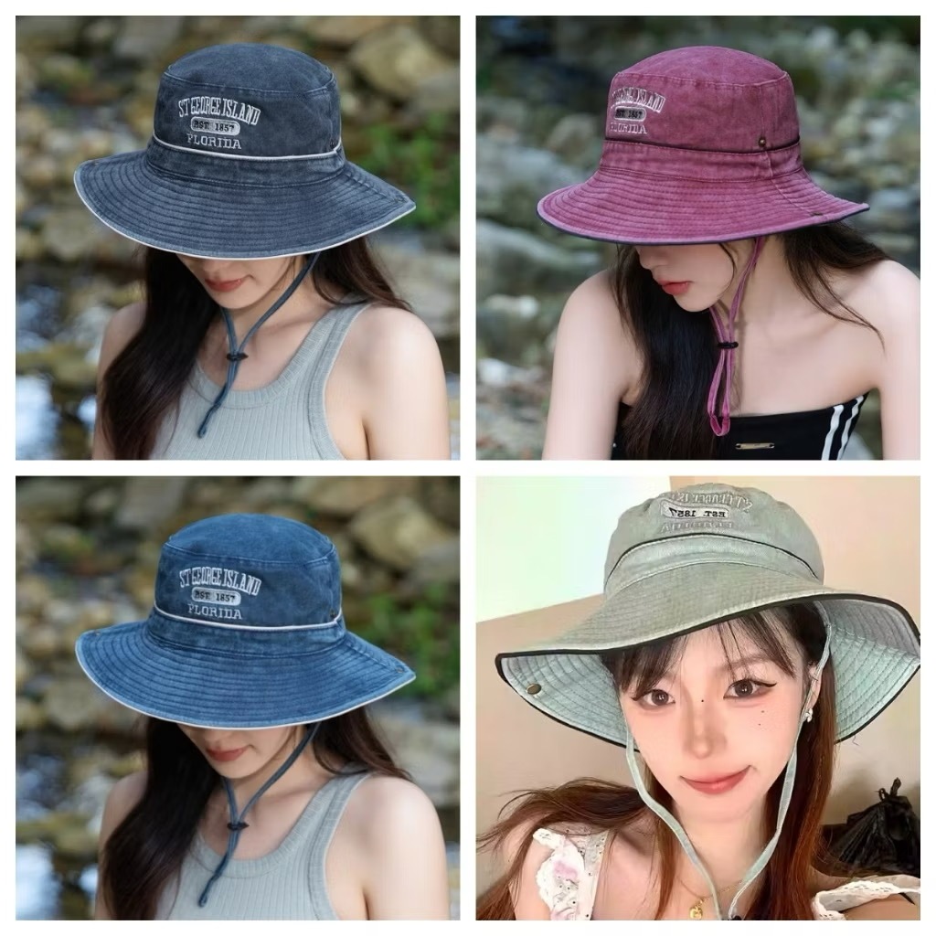 หมวกบักเก็ตเดินป่า ST.1857  มีสายรัดคาง (พร้อมส่งไทย)7สี