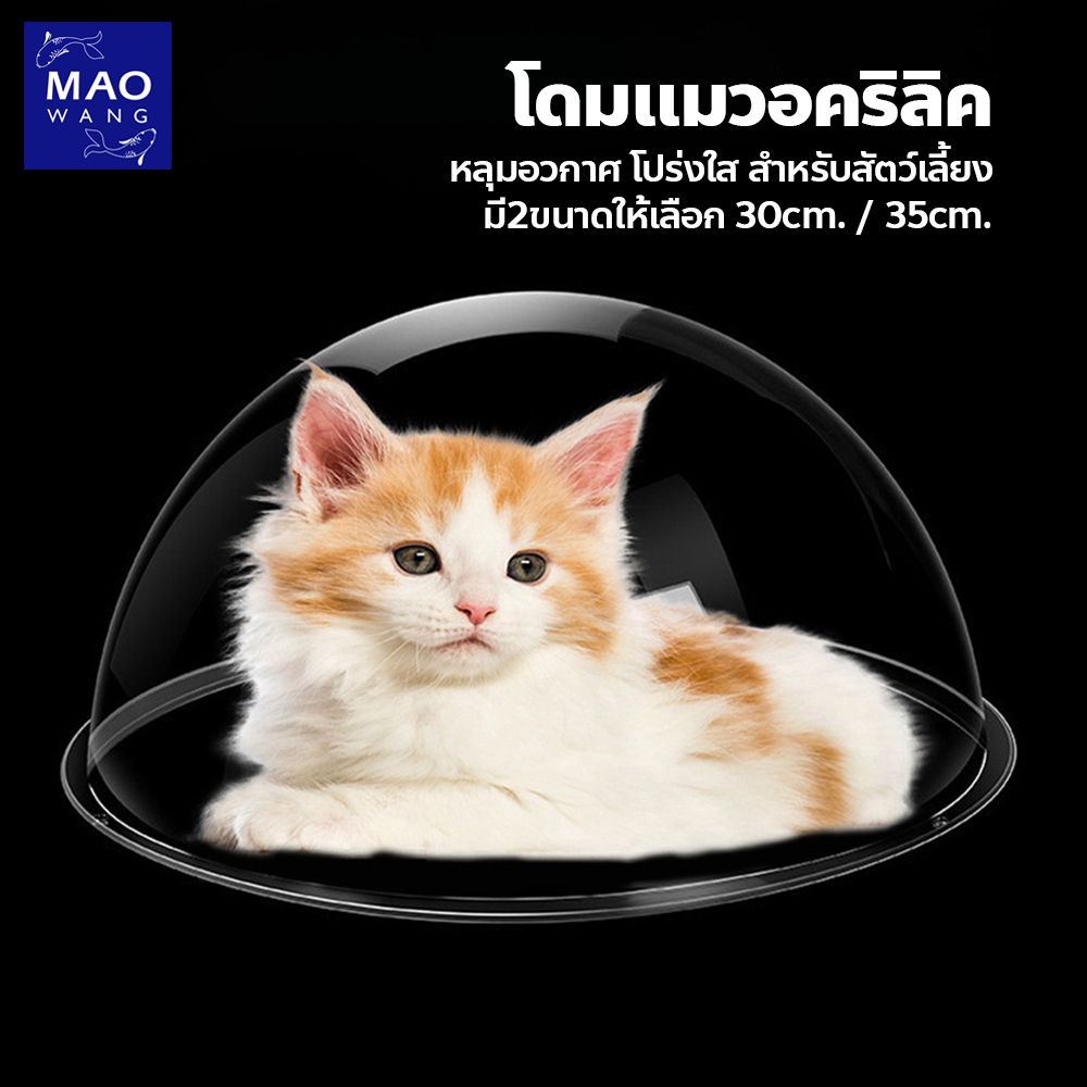 MAO ที่นอนสัตว์เลี้ยง ทรงแคปซูล โดมแมว อะคริลิคใส ขนาด 30 / 35 / 40cm.