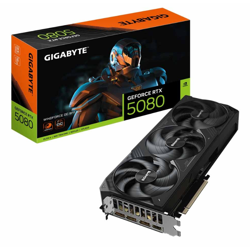 VGA GIGABYTE GEFORCE RTX 5080 WINDFORCE OC SFF 16G - 16GB GDDR7 (GV-N5080WF3OC-16GD)