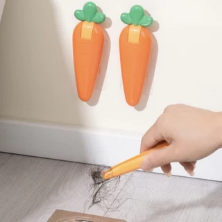 🥕 ที่หนีบขยะติดผนัง ที่กรองผมในห้องน้ำ เเครอท ที่คีบผมทำความสะอาด เครื่องมือทำความสะอาดท่อระบายน้ำบนพื้น