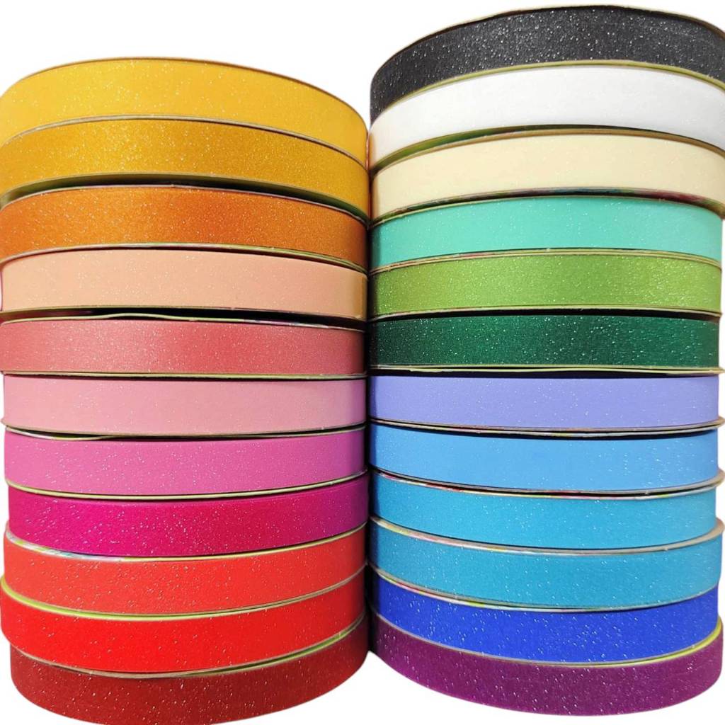 ริบบิ้นกากเพชรใส TW ม้วนเล็ก 50 หลา ขนาด 12 mm. พับเหรียญโปรยทาน พับง่าย ไม่แตก (ราคาต่อม้วน)