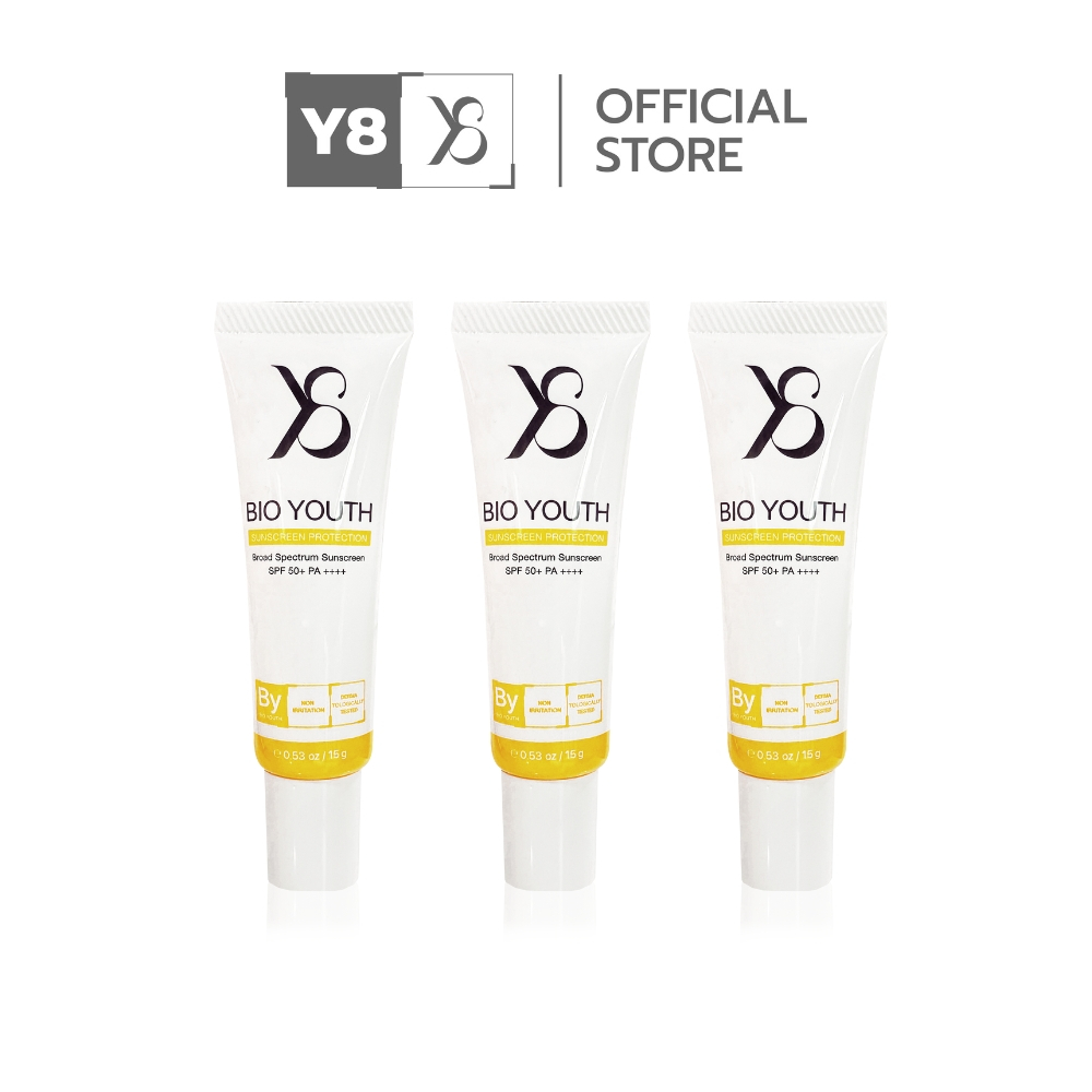 [ กันแดด 3 หลอด ] Y8 BIO YOUTH SUNSCREEN PROTECTION SPF 50+ PA+++  ครีมกันแดดคนเป็นฝ้ากระ  (Y8012)