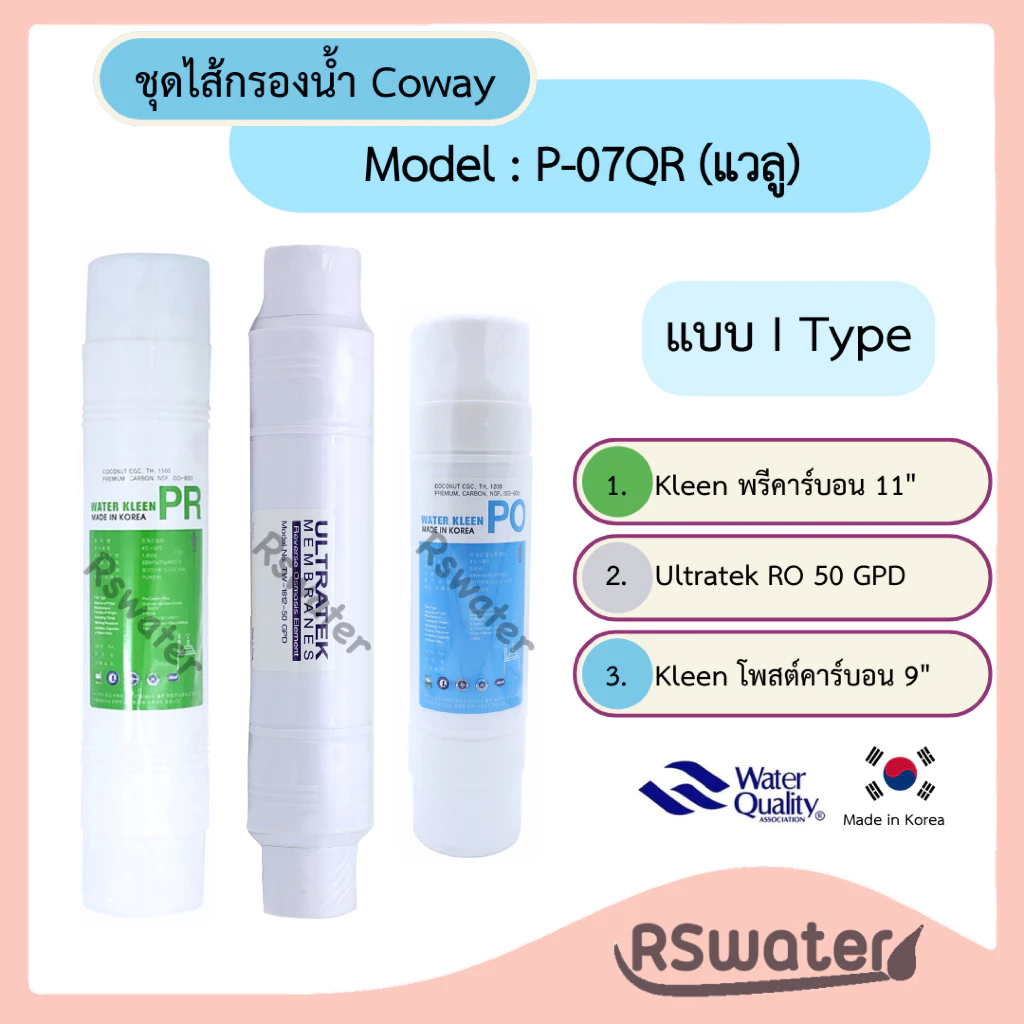 ชุดไส้กรองน้ำอินไลน์ Kleen สำหรับ Coway P-07QR