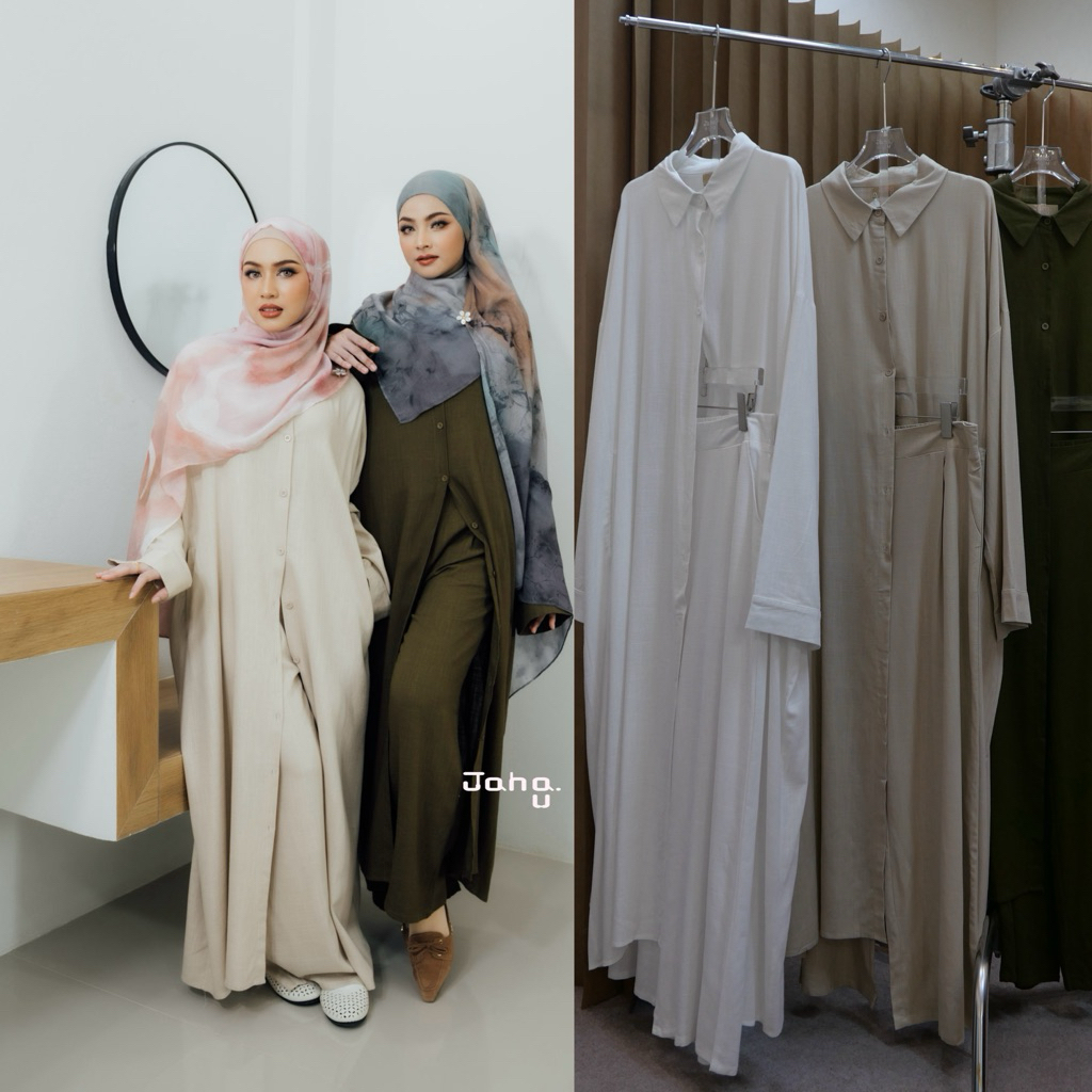 NEW •  WAROSE SET CARDIGAN ABAYA STYLE • ชุดเซ็ตกางเกงมาใหม่ เสื้อเชิ้ตคลุมยาว กระดุมหน้า เนื้อผ้าลินิน