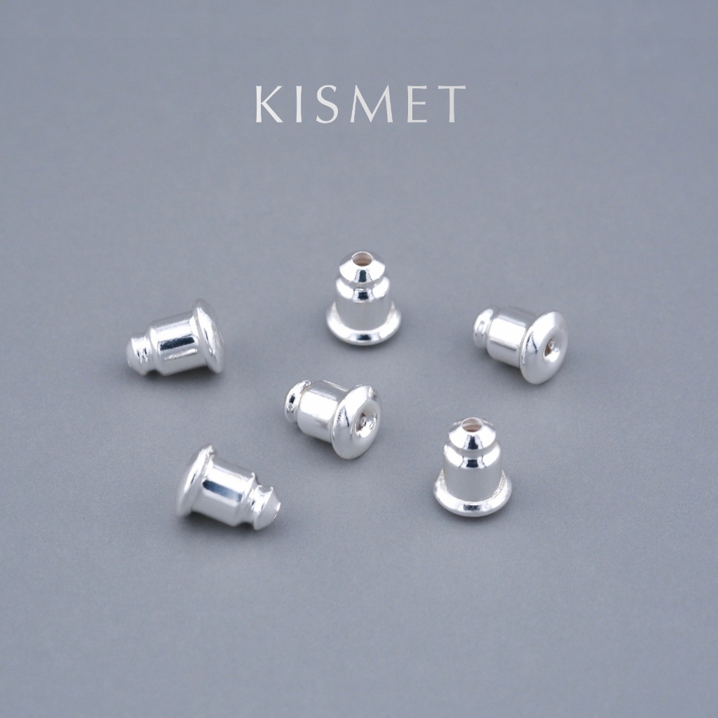 Kismet - Bullet Backs แป้นต่างหูโลหะ ทรงกระสุน สีเงินสว่าง (Light Silver) แพ็ค 3 คู่ Earring Backs | KM003-LS