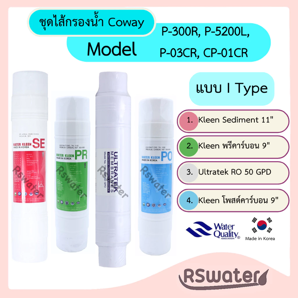 ไส้กรองน้ำอินไลน์ Kleen สำหรับ Coway P-300R P-5200L P-03CR CP-01CR