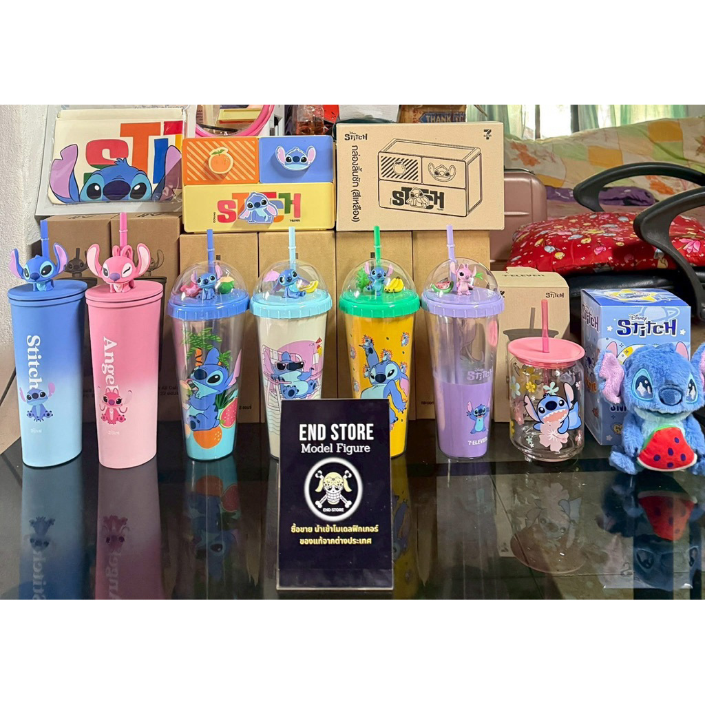 [ พร้อมส่ง ]  สติช Stitch  แก้วน้ำ , ชั้นวาง ,  กระเป๋า “ของพรีเมี่ยมจาก 7-11” (ของแท้ 100%)