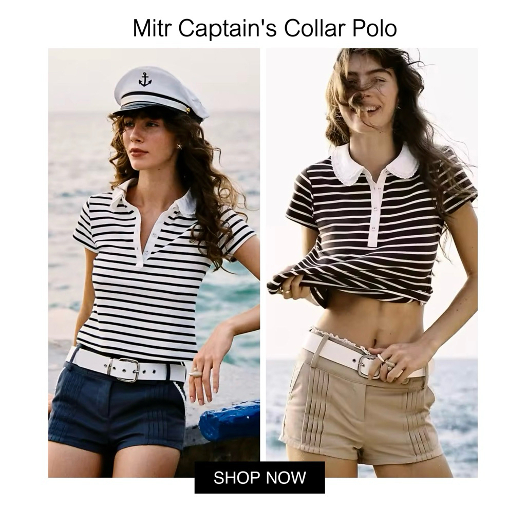 [ของแท้💯]✨⚓️ Mitr Captain's Collar Polo - เสื้อแขนกุดคอบัวแต่งลูกไม้ สองชั้น