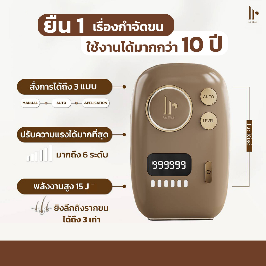 Le Rise IPL Laser เครื่องกำจัดขน & เลเซอร์หน้าใส 999,999Shot เลอริเซ่