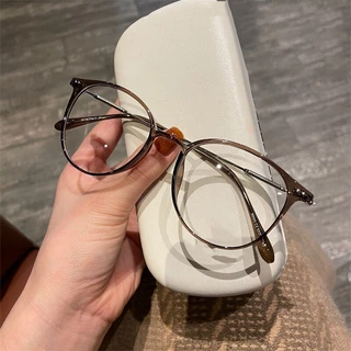 [จัดส่งในกทม] MOYENNE แว่นกรองแสง สายตาสั้น0°-400° ป้องกันแสงสีฟ้าของผู้หญิง กรอบทรงกลมสีน้ำตาลเย็นพร้อมเลนส์