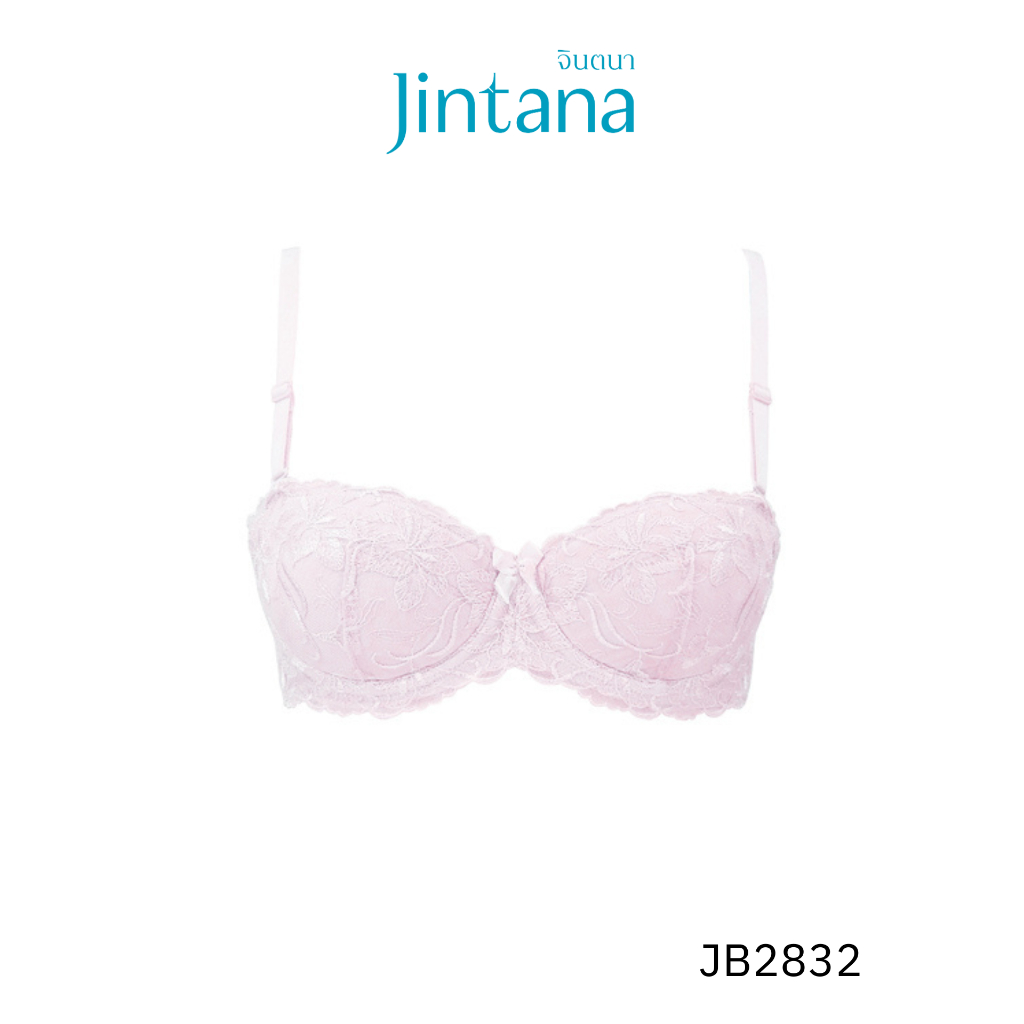 Jintana เสื้อชั้นใน จินตนา รุ่น Basic รหัส JB2832 (มีโครง) สีชมพู เสื้อในครึ่งคัพ ถอดสายได้ ใส่สบาย เสื้อในลายลูกไม้