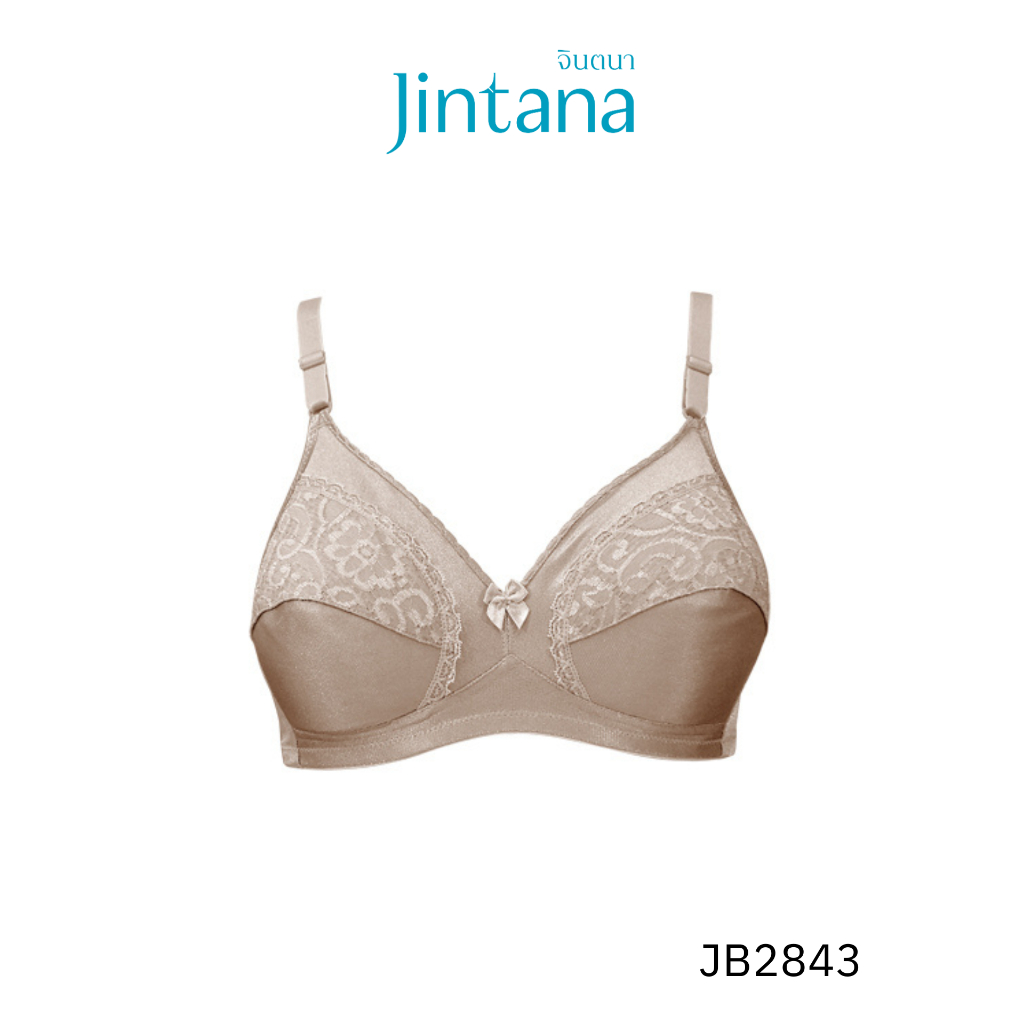 Jintana เสื้อชั้นใน จินตนา รุ่น Basic รหัส JB2843 (ไม่มีโครง) สีเบจ เสื้อในเก็บกระชับ ใส่สบาย เสื้อในลายลูกไม้