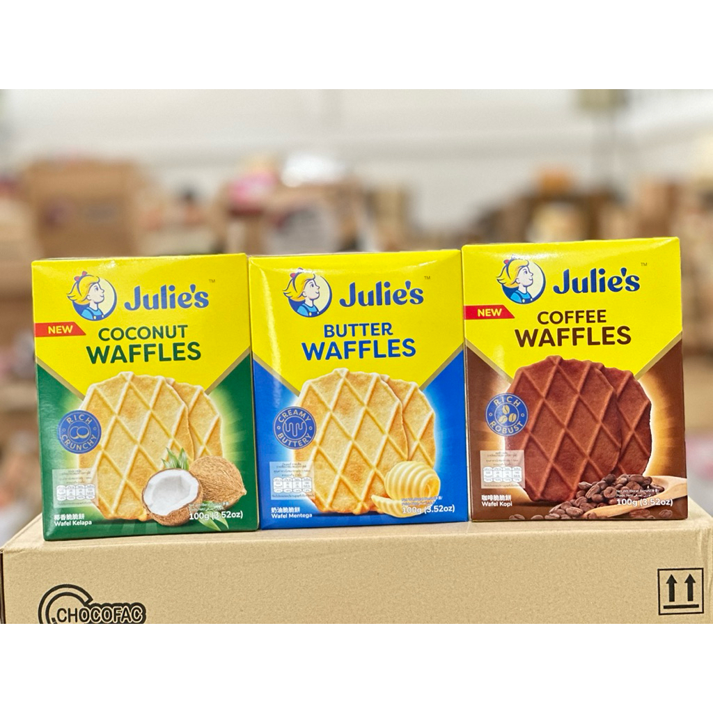 Julie’s Butter Waffles วาฟเฟิลบางกรอบหอมเนย กล่องละ100กรัม มี 3 รสชาติให้เลือก - รูปที่ 2