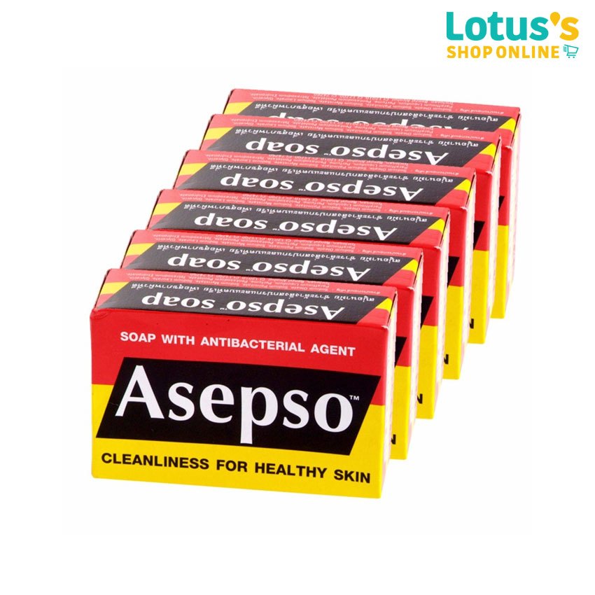 [ทั้งหมด 6 ก้อน] อาเซบโซ สบู่กลาง 80 กรัม ASEPSO ANTIBACTERIAL SOAP 80 G.