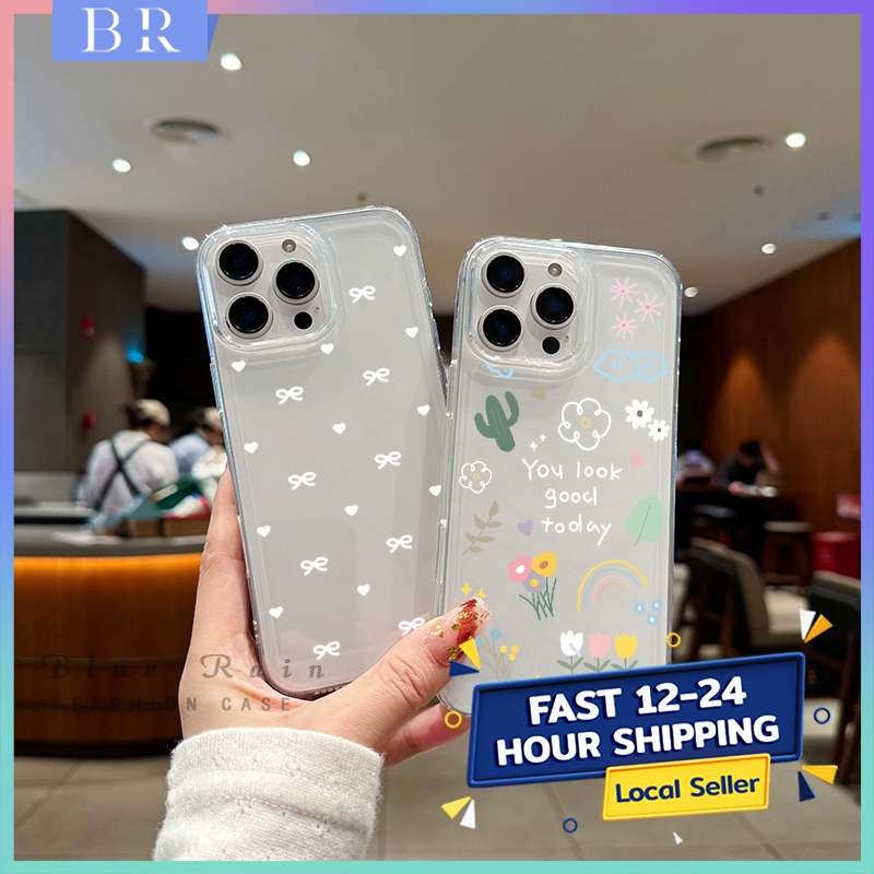แฟชั่นน่ารักเมฆสีขาวใสกันกระแทกนุ่ม Tpu ปก iPhone 7Plus 11 15 12 14 13 Pro Max XR X XS Max 14 15 8 7 Plus 16 13 PRO MAX