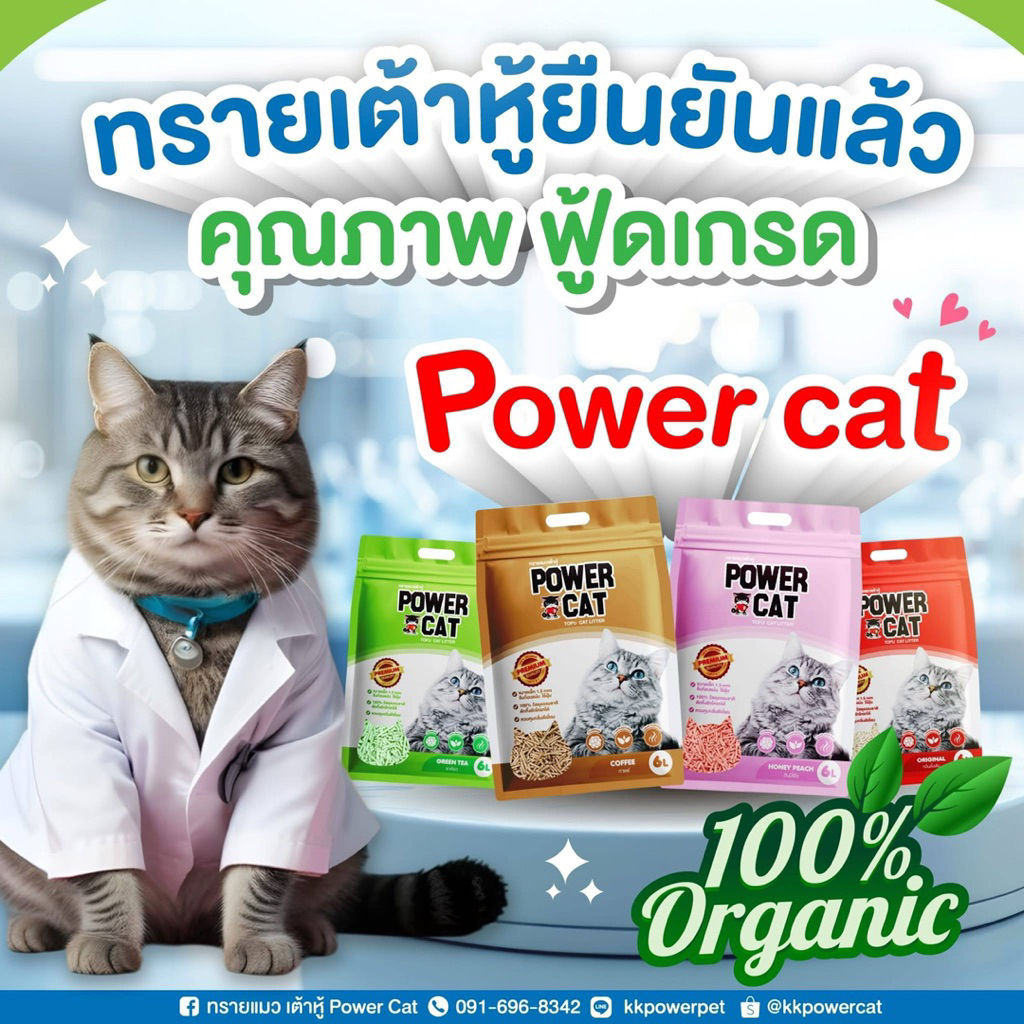 Power cat 😻 ทรายเต้าหู้ ขนาด 6 ลิตร