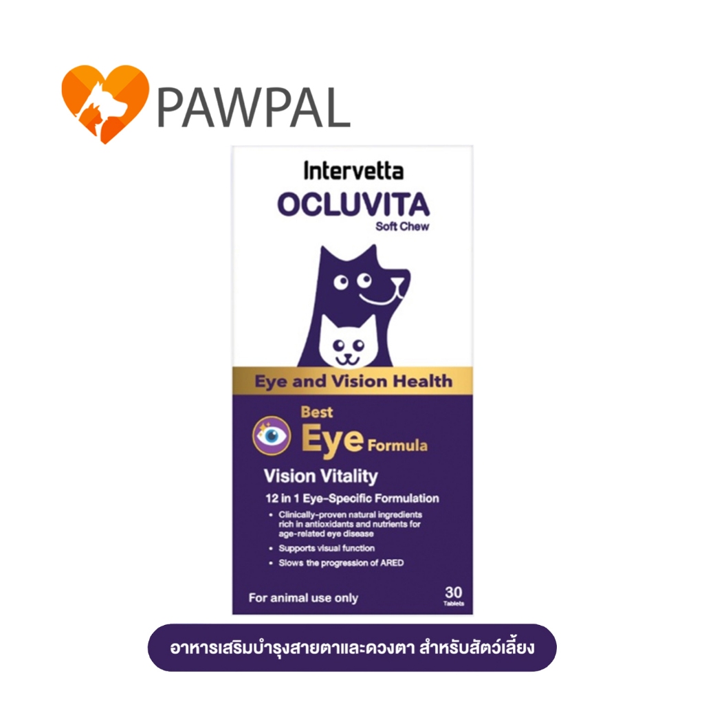 Ocluvita Intervetta Exp.2026-2027 อาหารเสริม บำรุงสายตาและดวงตา สำหรับสุนัขและแมว soft chew