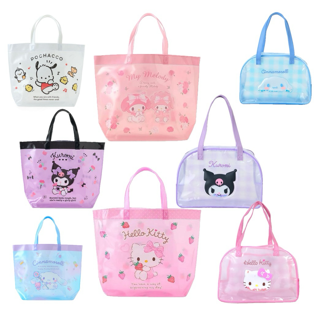 กระเป๋าพลาสติกใส กระเป๋าหิ้วใส กระเป๋าใสมีซิบ Sanrio ของแท้นำเข้าจากประเทศญี่ปุ่น