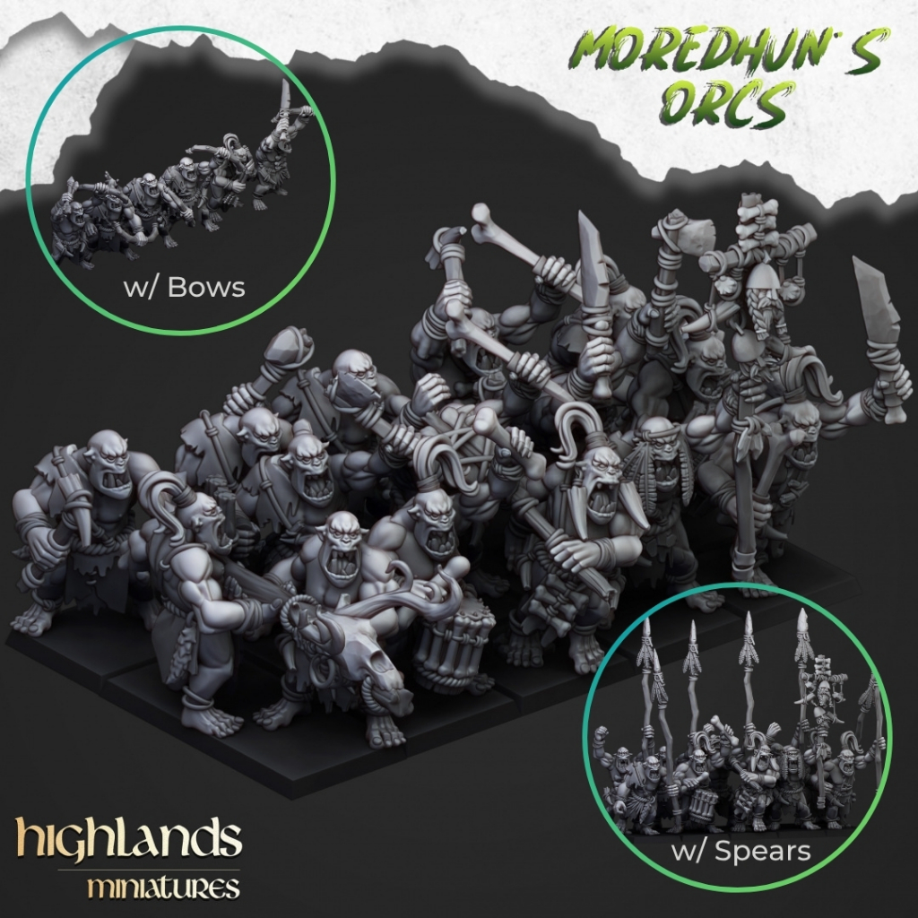 Cave Orcs - Moredhun's Orcs - Humanoid Orc / 32mm scale 3D printed miniature HLM