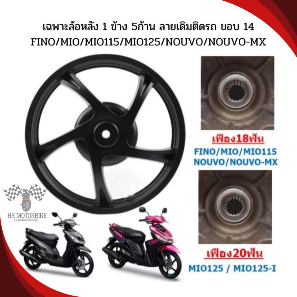 (1ข้าง) เฉพาะล้อหลัง FINO/ MIO115 / MIO125/MIO125I/FINO125 ลายเดิม ล้อหลังมีโอ1ข้าง ล้อหลังฟีโน่