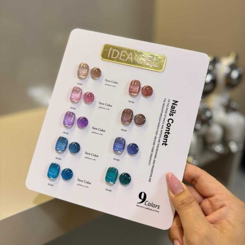 แต่งเล็บ สีเจล Hologram New Idea gel cateye รวมลูกแก้ว hologram 9 สี พร้อมชาร์จ Idea 9-31