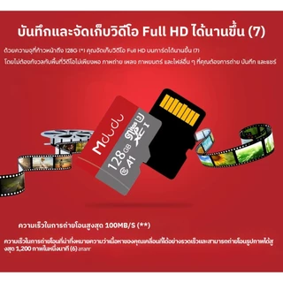 Mdudu 16GB/32GB/64GB/128GB Memory การ์ดหน่วยความจำวิดีโอระดับมืออาชีพ（ของแท้）Card Class10 MicroSDXC การ์ดหน่วย