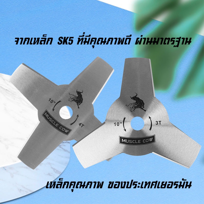 Muscle Cow ขายร้อนใหม่ 2 รุ่น ใบมีดตัดหญ้า (ใบมีด 3 ใบ / ใบมีด 4 ใบ) ขนาด 10