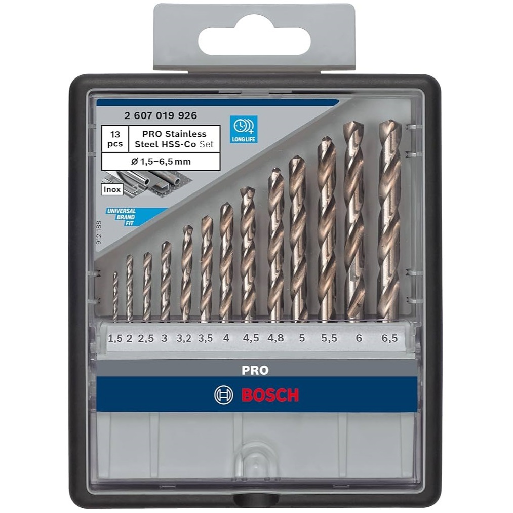 BOSCH ชุดดอกHSS-Co 13ตัวชุด รุ่น 2607019926 คุณภาพสูง สามารถเจาะเหล็ก และสแตนเลสได้ ของแท้100%