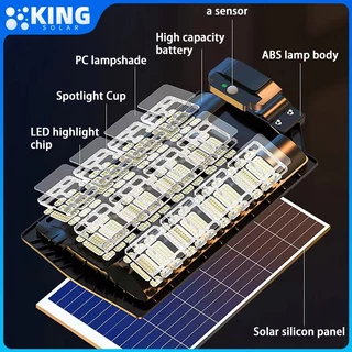 KING ไฟถนนโซล่าเซลล์ 2000W Solar Light IP67 โซล่าเซลล์ ส่งสว่างได้12ชั่วโมง ไฟภายนอกอาค ไฟโซล่าเซลล์