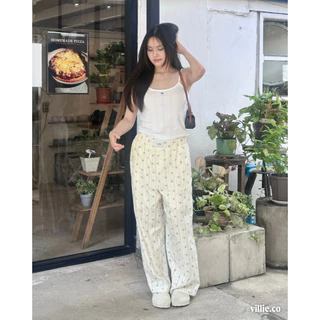 (ขายาว) villie Blossom Pants กางเกงขายาวผ้าลูกไม้ลายดอกไม้