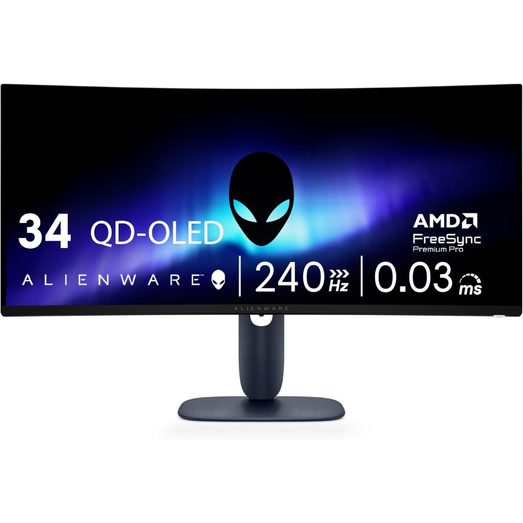 Alienware 34 QD-OLED Gaming Monitor - AW3425DW WQHD (3440 x 1440) 240Hz 0.03ms Display, 1800R, Displ