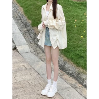 เสื้อเชิ้ตผู้หญิง ผ้าบางเบา - สีสุภาพ ใส่ทำงานหรือไปเที่ยว | ไซส์ S-XXL"