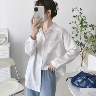 เสื้อเชิ้ตผู้หญิง ผ้าบางเบา - สีสุภาพ ใส่ทำงานหรือไปเที่ยว | ไซส์ S-XXL"