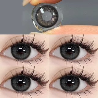 【-100°-600°】Midroo บิ๊ก อาย ตาประกาย เลนส์บิ๊กอายน่ารักThai Tea Grey/ Black 14.5mm-1คู่ รายเดือน