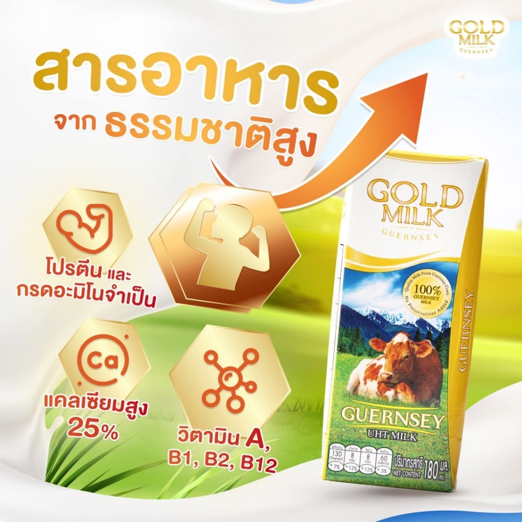 นมโกลด์มิบค์ Gold Milk Guernsey นมวัวแท้ 💯%ไม่ผสมนมผง ส่งฟรีจากฟาร์ม เพิ่มปริมาณเป็น 200 ml.
