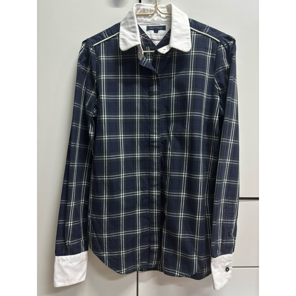 🇺🇸Tommy Hilfiger เสื้อเชิ้ต size S ลายสกอต cotton100%