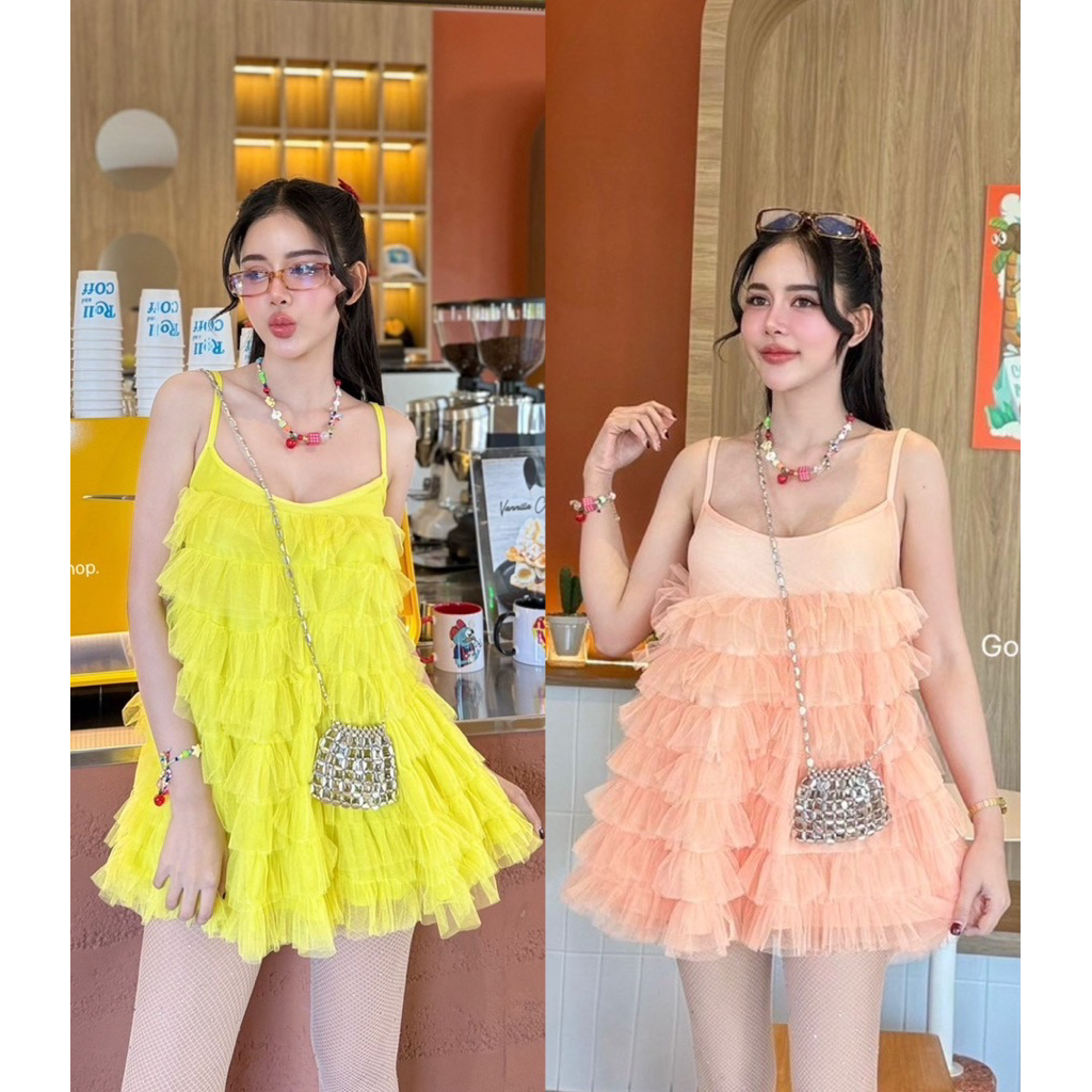 GL 25  มินิเดรสผ้ามุง สีสันสดใสคัลเลอร์ฟู^^ สายปรับระดับได้นะคะ