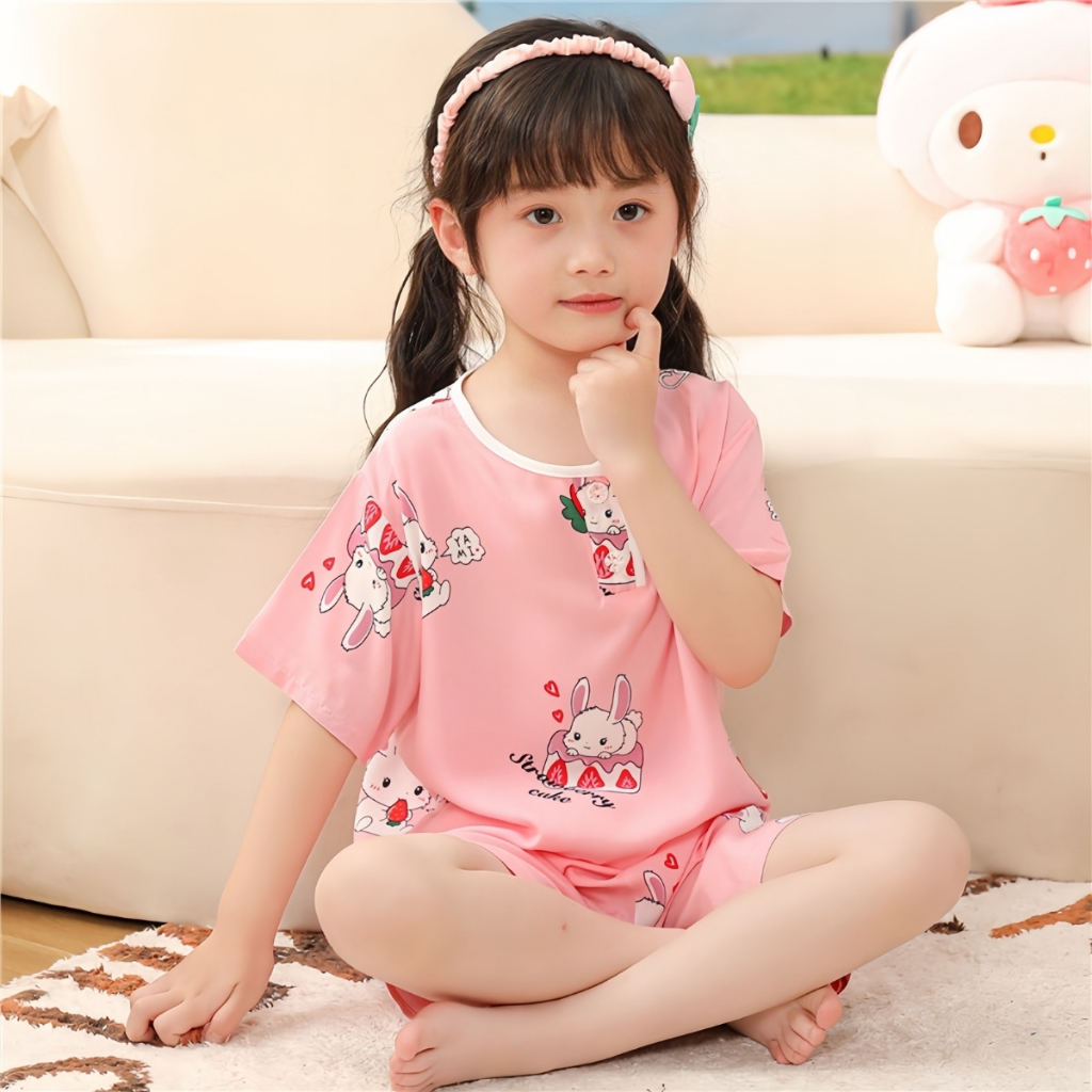 BABY STARSHOP เสื้อผ้าเด็กน่ารัก ชุดนอนเด็ก ชุดเด็กคู่ชายหญิง 💖 สส 90-150CM ลายน่ารักเกินต้าน ระบายอากาศได้ดี M-025 - รูปที่ 3