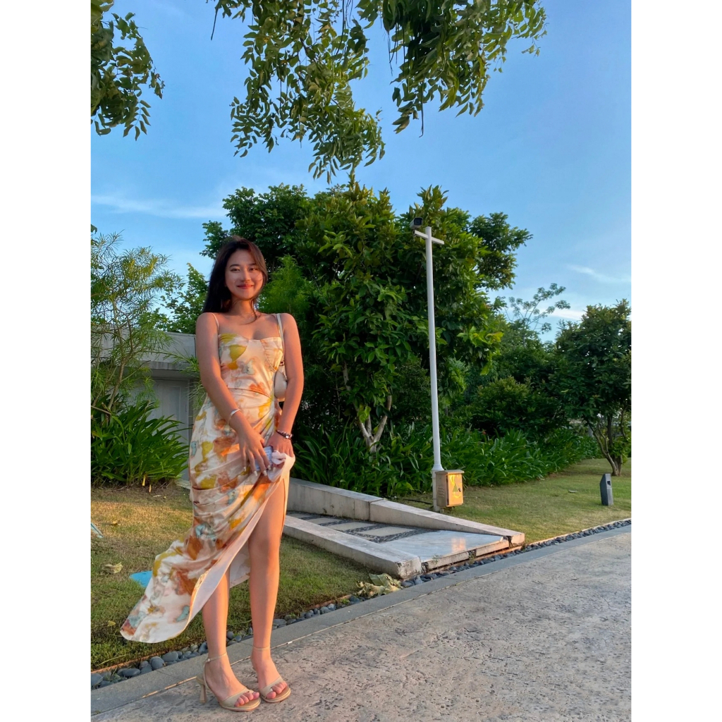 blue dress ทํางาน เดรสสายเดี่ยวรัดรูป ลายดอกไม้ เกาะอกยาว ผู้หญิง ลูกไม้ น่ารัก แฟชั่น เสื้อผ้าสาวอวบ ชุดเดรสไปทะเล - รูปที่ 7