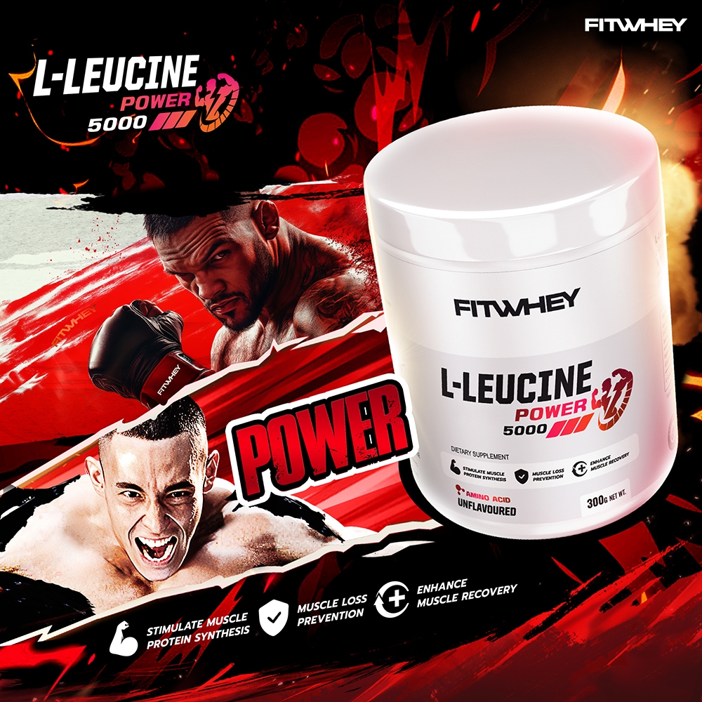 FITWHEY SUPPLEMENTS L-LEUCINE 5000 300 g ส่งเสริมกระบวนการสังเคราะห์โปรตีนในกล้ามเนื้อ