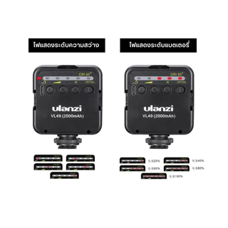 Ulanzi VL49 Mini LED Light ไฟเซลฟี่ ไฟพกพา ไฟติดหัวกล้อง ไฟถ่ายรูป ปรับแสงขาว-ส้มได้ ถ่ายภาพ ไลฟ์สด