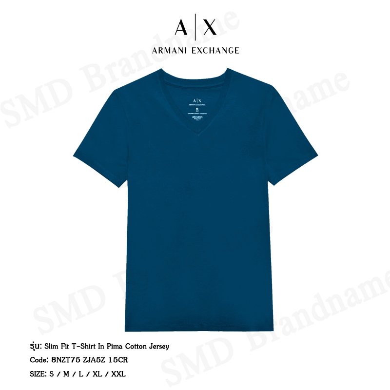 Armani Exchange เสื้อยืดคอวี รุ่น Slim Fit T-Shirt In Pima Cotton Jersey Code: 8NZT75 ZJA5Z 15CR