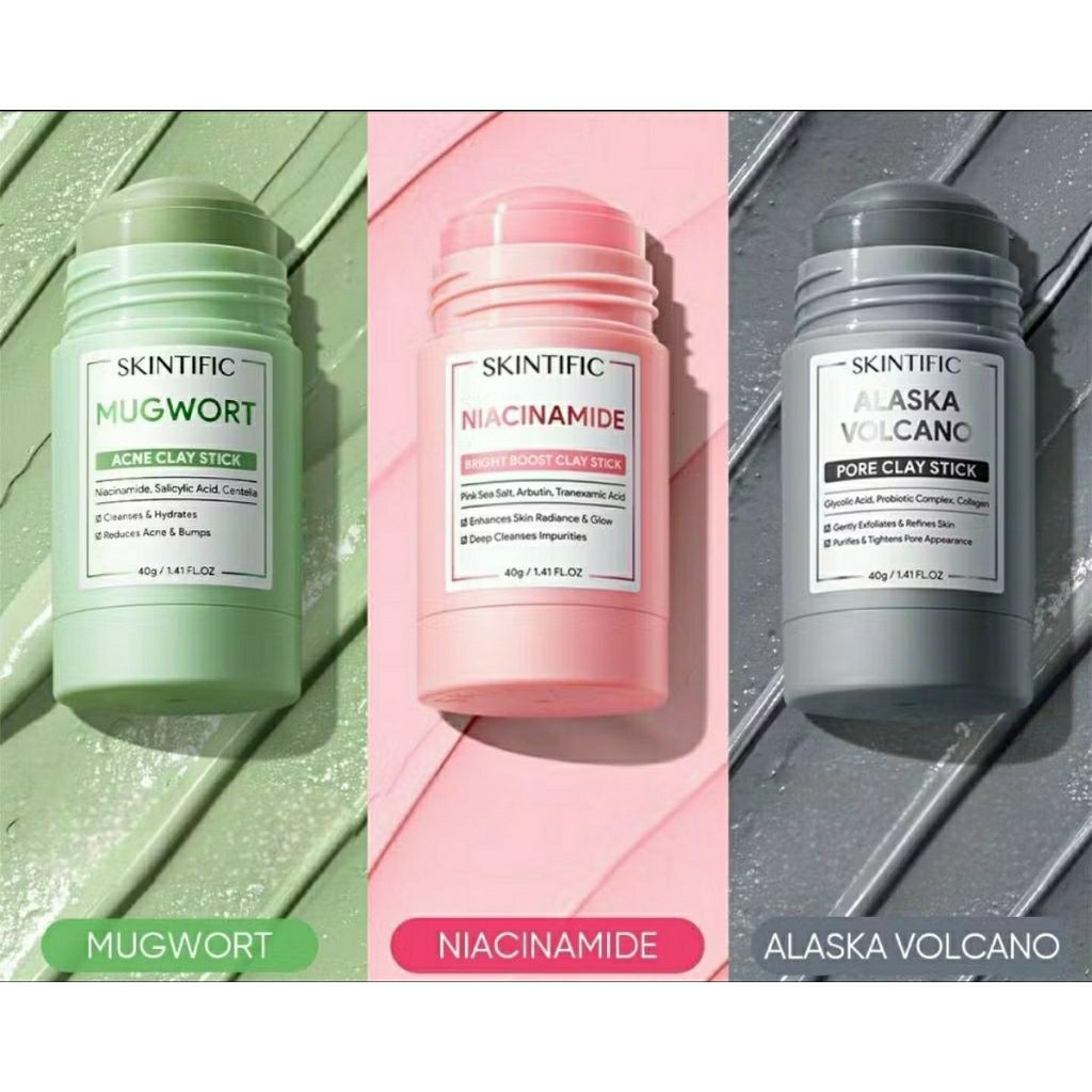 SKINTIFIC CLAY STICK ขนาด 40g Mugwort/Alaska Volcano/Niacinamide