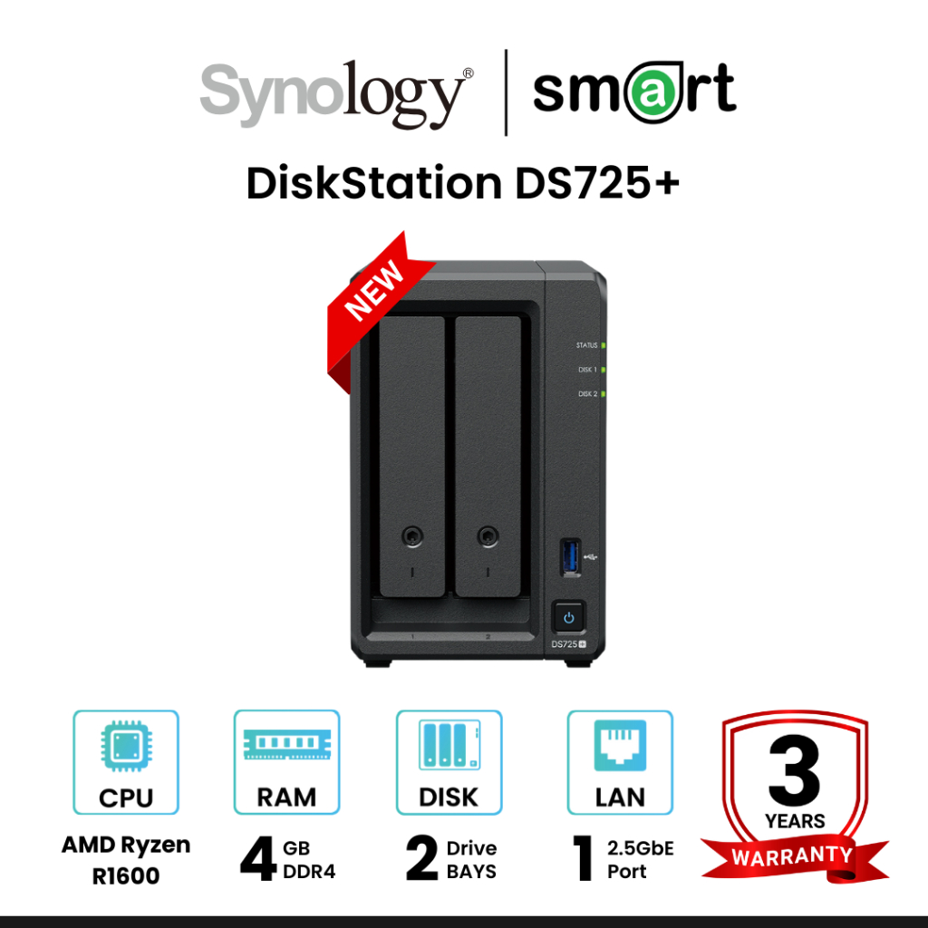 Synology DiskStation DS725+ 2-Bay NAS - New 2025!